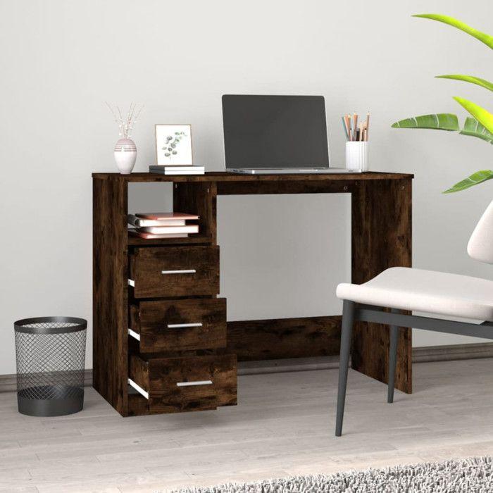 VidaXL Desk with Drawers Smoked Oak 102x50x76 Cm Engineered Wood 823037