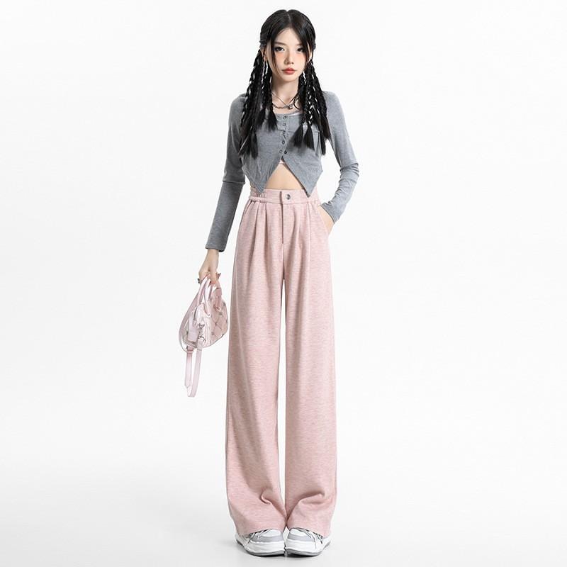 Wide-leg Pants for Women Spring High Waist Wide-leg Casual Pants for Women Spring Straight Pants for Women Spring Cashmere Knitted Pants