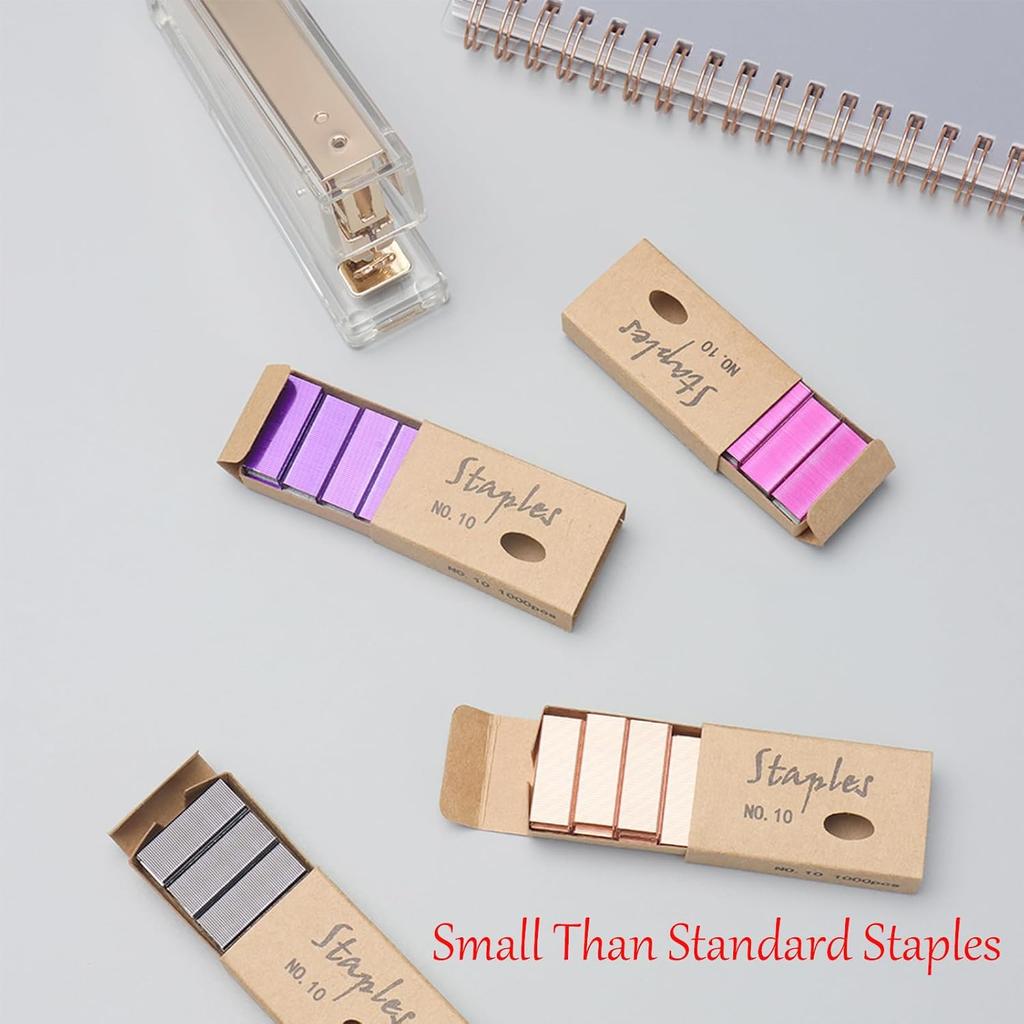 NatSumeBasics Colorful #10 Staples Colored Staple for Mini Stapler, 4000 Metallic No. 10 Staples, Smaller Than Standard Staple (Assorted)