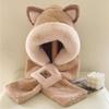 Plush Hat Ear Protection Hat Cartoon Hat Hooded Scarf Kawaii Cat Ears Hat  Female/Girls