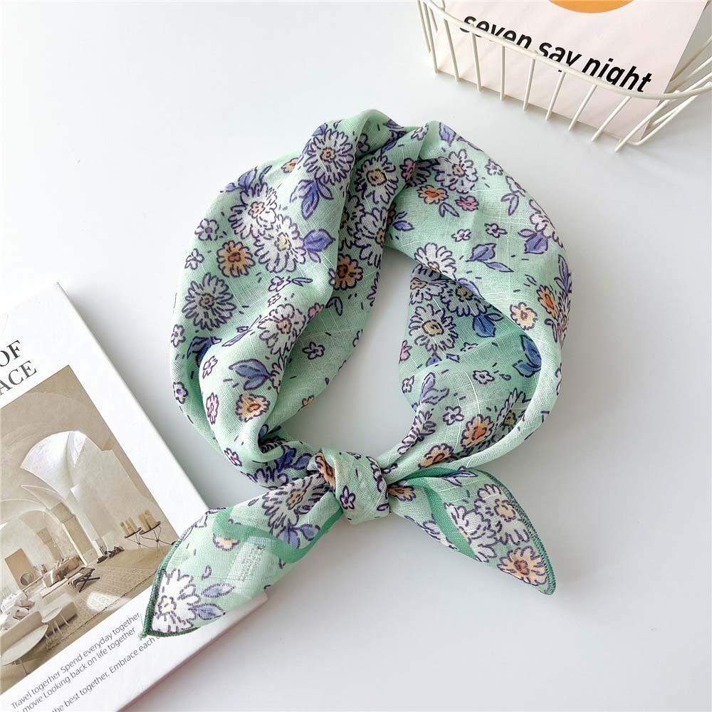 Breathable Spring Silk Scarf Sweat-absorption Square Hijab Scarf Sweet Scarves Vacation