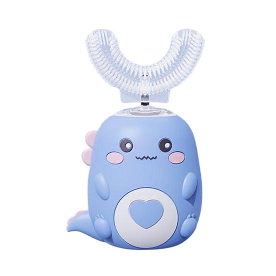 Детская U-образная электрическая зубная щетка IPX7 Водонепроницаемая 2 режима Регулируемая 360-градусная чистка с изображением динозавра для малышей Мальчиков и девочек Перезаряжаемая зубная щетка