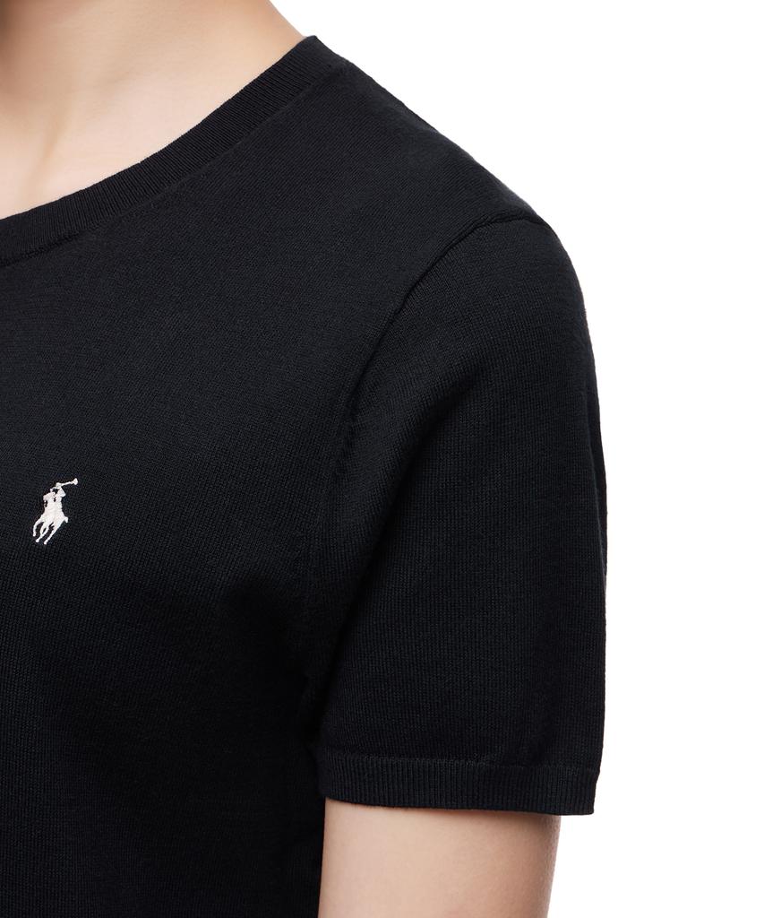 POLO RALPH LAUREN W Cotton Blend Short Sleeve Sweater - Black