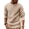 Мужской свитер вафельной вязки с круглым вырезом и длинными рукавами, текстурированный пуловер, повседневный свитер