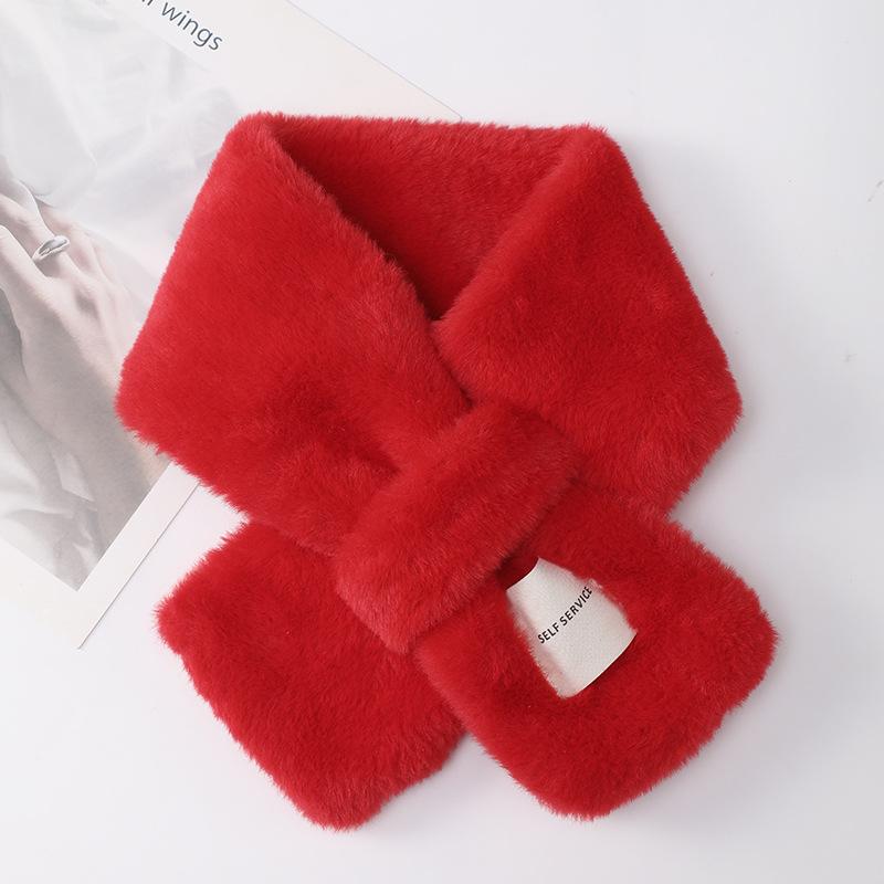 Rabbit Fur Winter Warm Scarf Plush Scarf Women'S Versatile Cross Thickened Rex Rabbit Hair Fashion Scarf