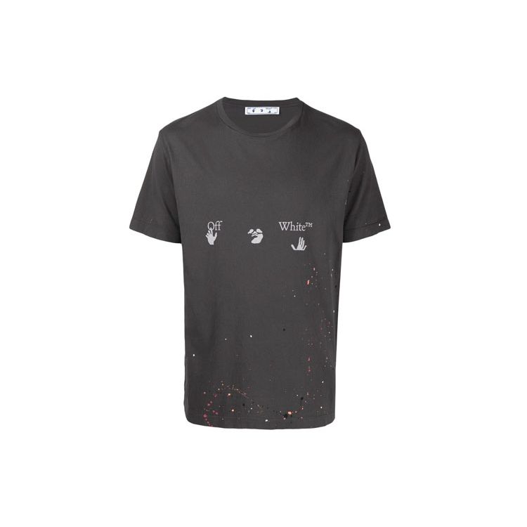 Off-White Винтажная футболка с короткими рукавами и магнитами, белые мужские топы с надписью Paint Splatter OMAA027S21JER0020601