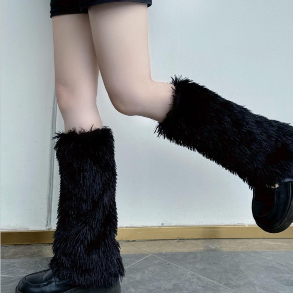 Chubby Furry Leg Warmers Solid Colors Y2k Leggings Thickened Stockings Women Women