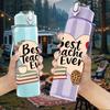 1PC Best Teacher Ever Quote Print 750ml Color Plastic Sports Water Bottle Leakproof Flip Straw Lid Suitable for Sports Office Home Use