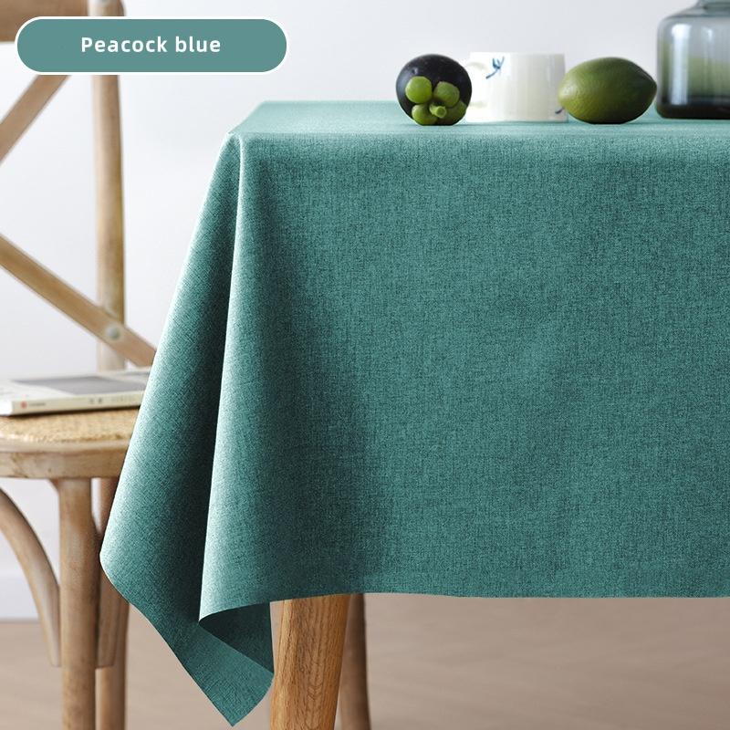 Waterproof Oil Proof Cotton Linen Tablecloth Solid Rectangular Dining Table Cover Home Decor