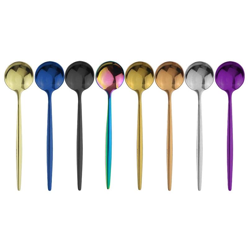 4 шт. черный набор столовых приборов из нержавеющей стали, столовые приборы Радужный обеденный набор, нож, вилка, ложка, набор столового серебра, кухонное зеркало, набор посуды