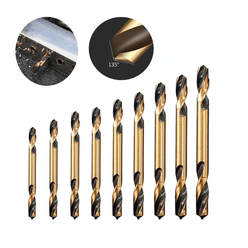 9Pcs Double-headed Bit Double-edged Metal Stainless Steel Ultrahard Iron Drill Steel Plate Iron Carpentry Drill Bit