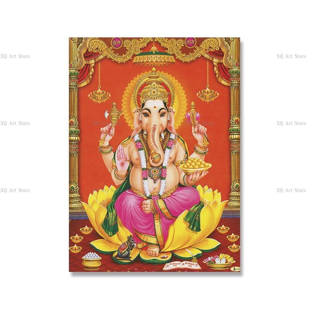 Винтажный постер в индуизме Дурга Шива Вишну, холст, картина, настенная картина, художественные принты с индуистской преданностью для дома, гостиной, без рамы