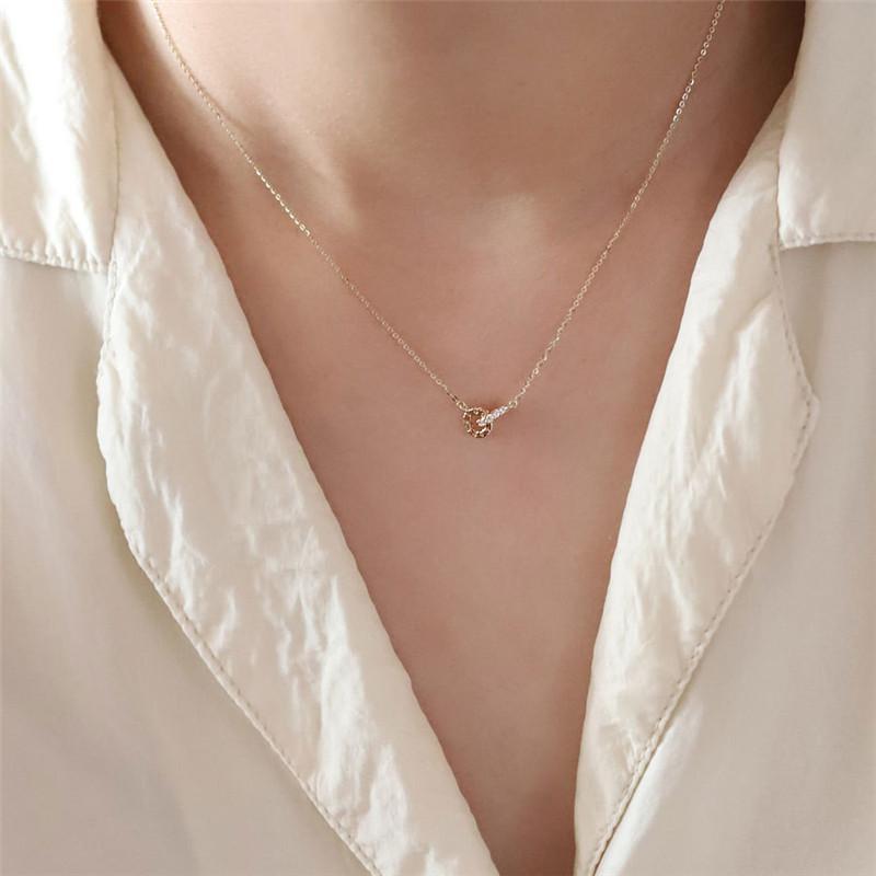 Korean Exquisite Pavé Crystal Geometry S925 Sterling Silver Pendant Necklace Women Fashion Charm Party Jewelry