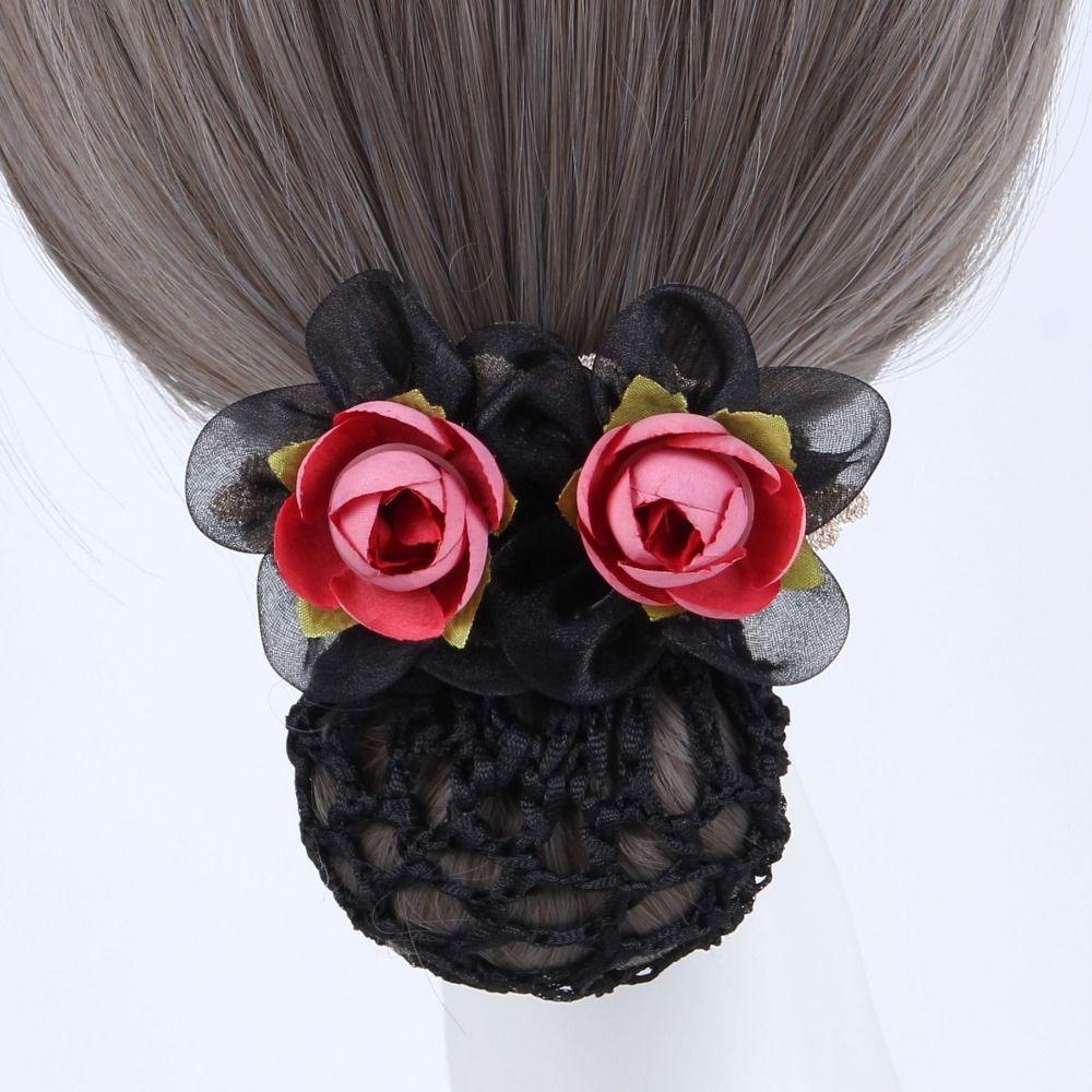 Цветочная шпилька для волос Женская пружинная заколка для волос Головной убор с заколкой-сеткой Винтажная корейская заколка-снуд для волос Женская