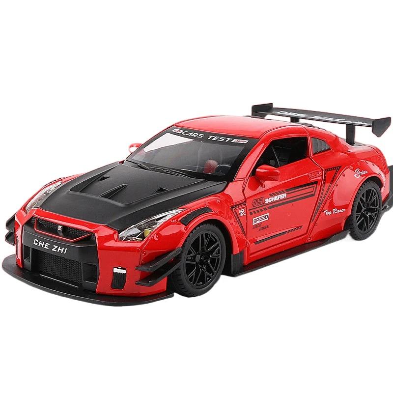 1/24 Skyline Ares Nissan GTR R34 R35 литой спортивный автомобиль модель литой металл гоночный автомобиль модель имитация звука света детские игрушки подарок