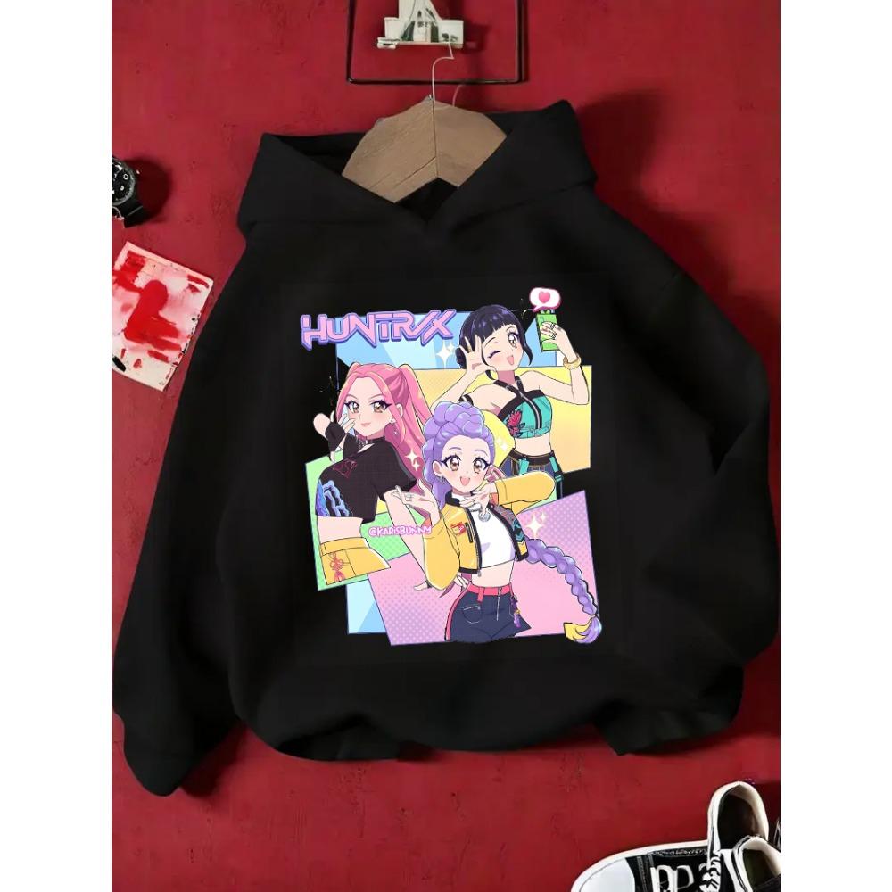KPop Demon Hunter Rumi Derpy Cartoon Girls Boy Hooded Sweatshirt Warm Children's Wave Fashion Casual Tops Casual Girls Clothing