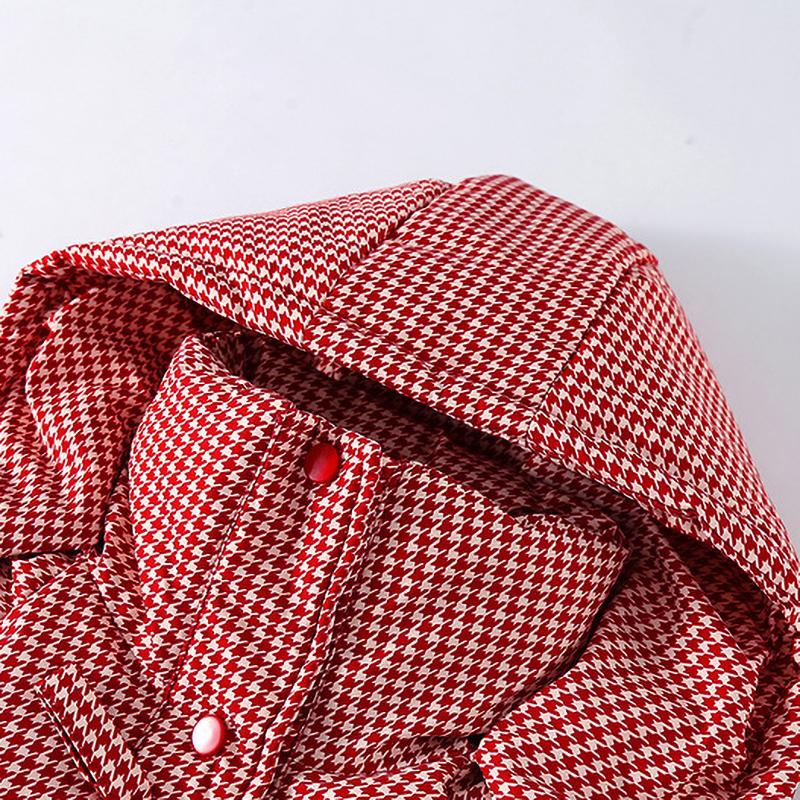 Клетчатая Ретро Пуховая Куртка Модная Повседневная Хлопковая Куртка для Девочек