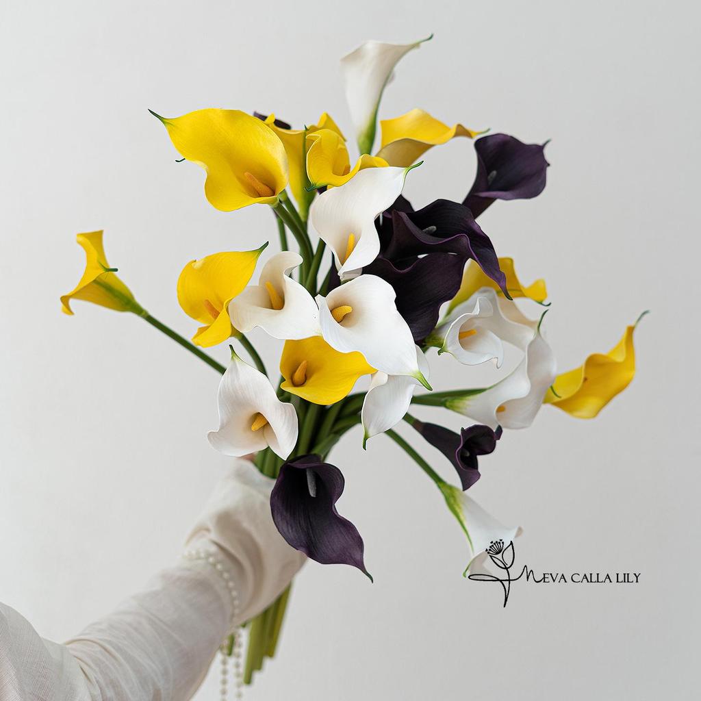 Premium EVA Calla Lily Faux Flower with 47cm Long Stem for Wedding Bouquets & DIY Arrangements