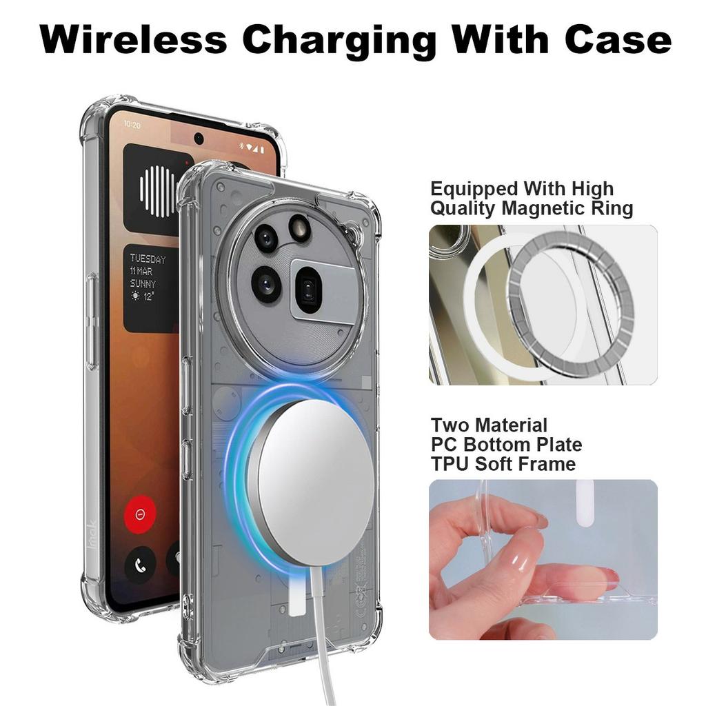 IMAK для Nothing Phone (3a) Прозрачный чехол из ПК и ТПУ, совместимый с MagSafe, противоударный