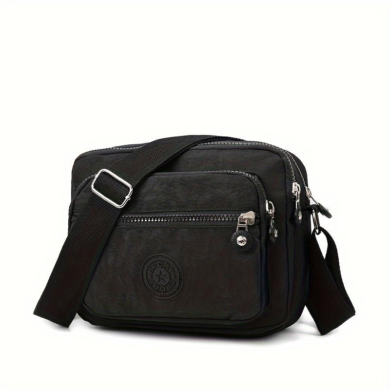 Прочная многослойная сумка через плечо на молнии, нейлоновая квадратная сумка через плечо, идеальная сумка-мессенджер для ежедневного использования