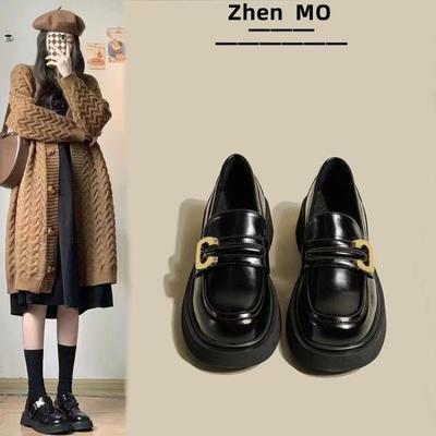 Униформа маленькие кожаные туфли женские осенние новые универсальные платформа черные женские туфли обувь