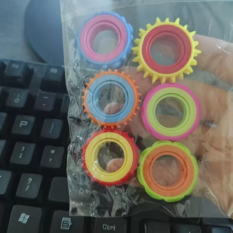 6Pcs Rotating Fidget Ring For Kids Sensory Finger Spinner Anti Anxiety Autism Adhd Quiet Stress Relief Gifts Classroom Prizes