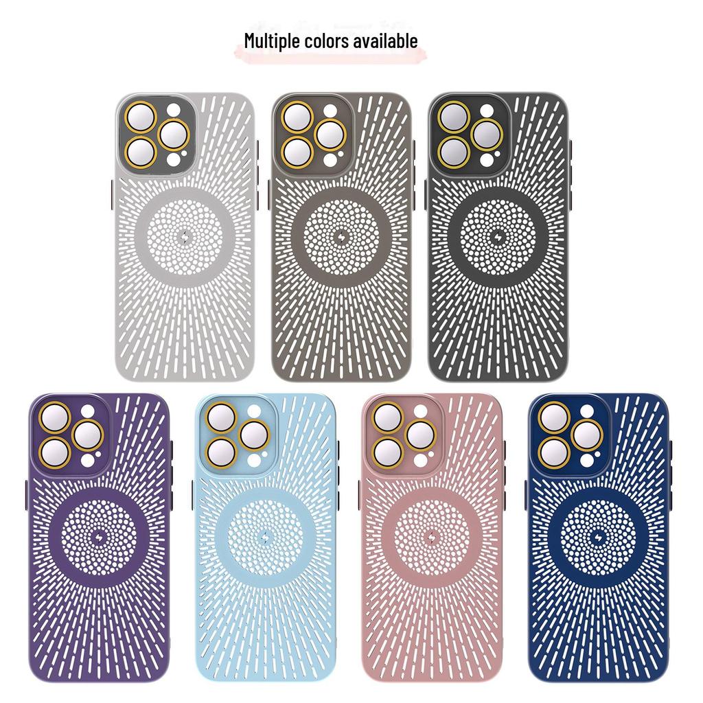 Дышащий сетчатый чехол для iPhone15Pro и 14Pro с функцией рассеивания тепла, магнитная зарядка, защитное покрытие с приятными на ощупь свойствами.