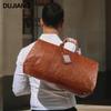 Large Capacity Vegetable Tanned Leather Travel Bag - High-End Vintage Gym Bag for Business Trips