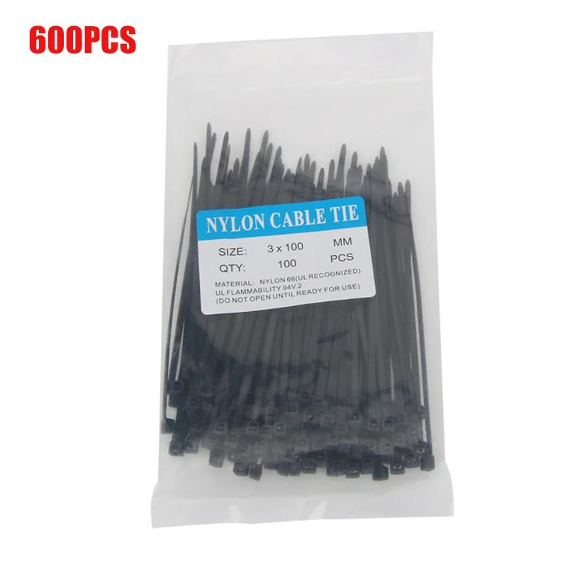 100-600Pcs Color 3x100mm Nylon Black Self-Locking Cable Ties Color Plastic Zip Ties Cable Ties Cable Organizer Wire Strap