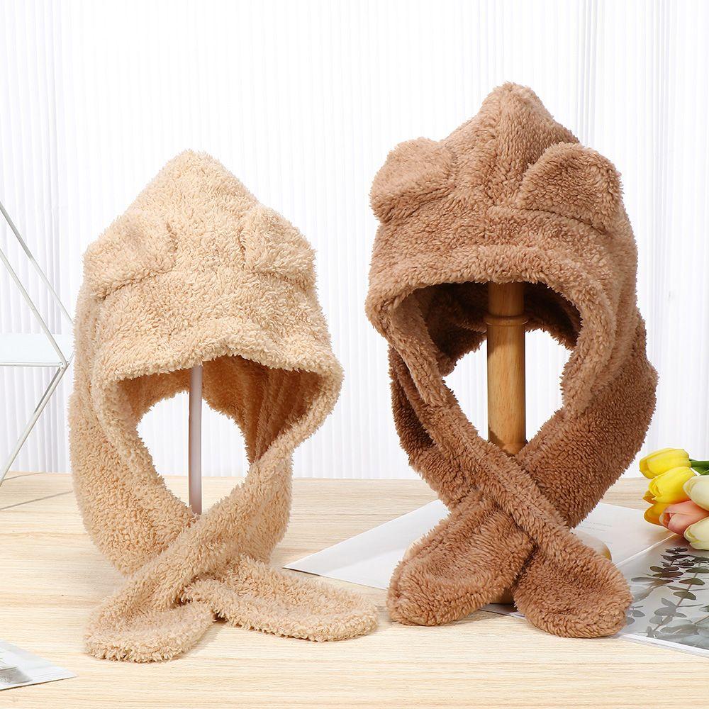 Warm Plush Cute Beanies Caps Earflap Earmuff Bear Ear Hat Winter Hats