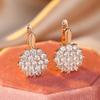 Classic White Zircon Flower Dangle Drop Earrings For Women Luxury Sunflower Hoop Earrings Silver Color Wedding Jewelry