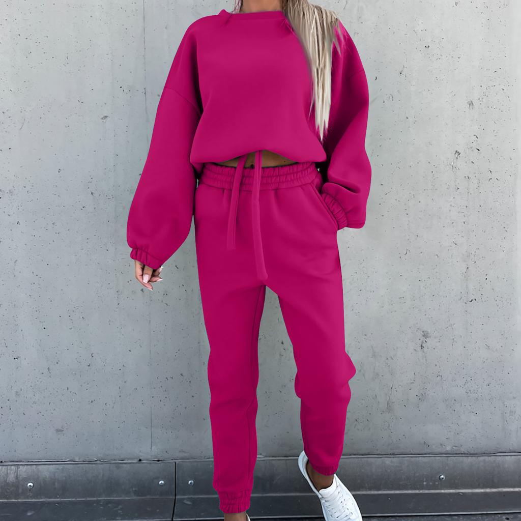 Женский повседневный спортивный костюм и зимняя модная свободная кофта с длинным рукавом, двойка