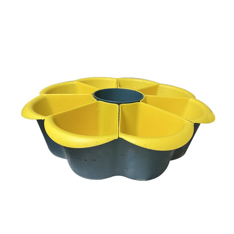 Large Capacity Drain Plastic Vegetable Basket Rotating Creative Home Pot Plate Double Kitchen Food Platter Vegetable Basket