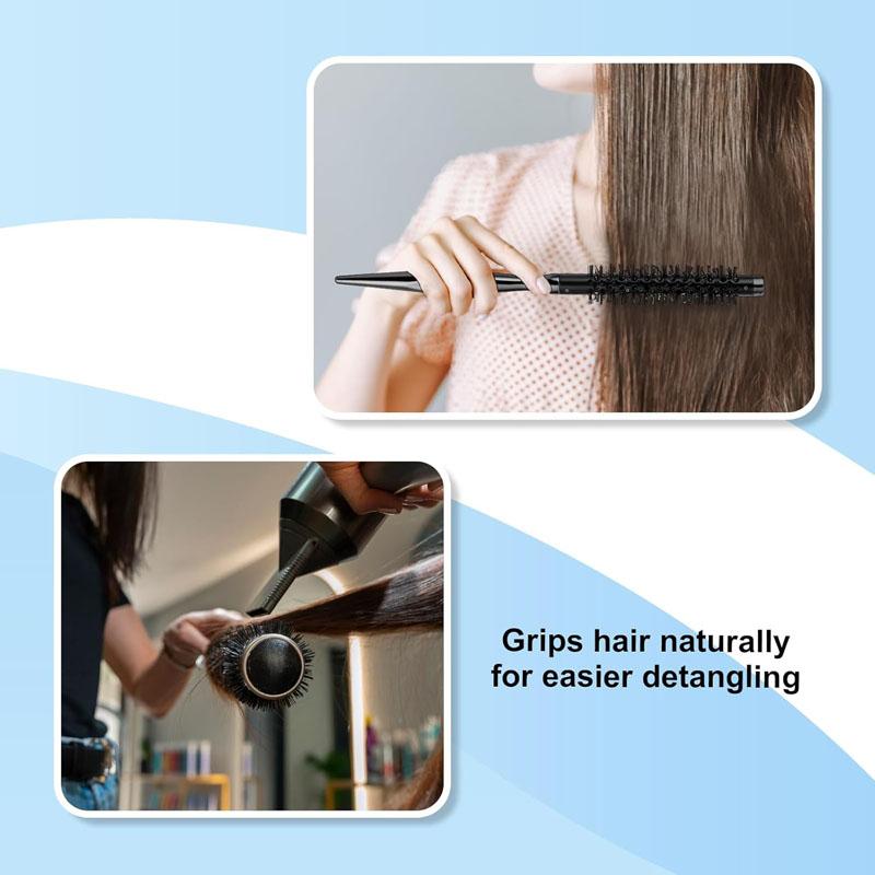 Small Roller Round Brush With Natural Boar Bristle Curl Hair Combs For Women Detangle Hairdressing Styling
