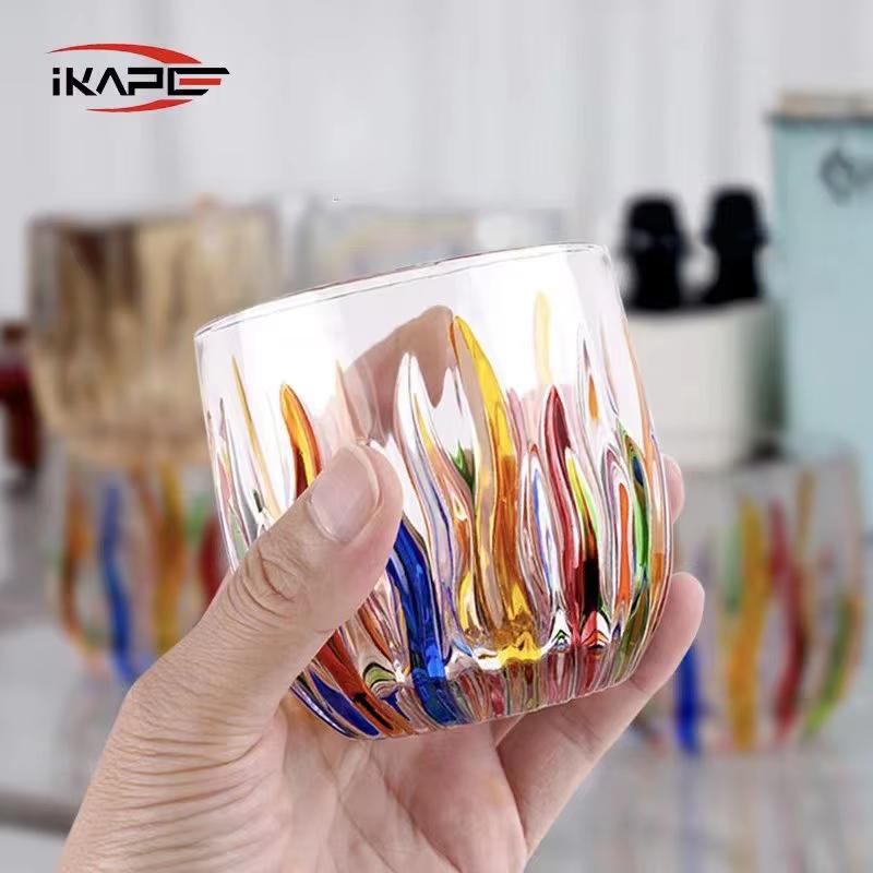 Стеклянная чашка IKAPE, Чашка для эспрессо, Молочная чашка, Инструменты для кофе и чая, Ручная роспись, Большая емкость 270 мл, Двойное использование для кухни и бара