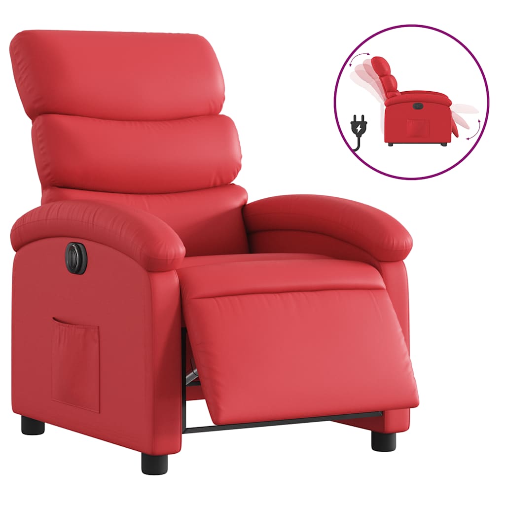 Electric Recliner Chair Red Faux Leather