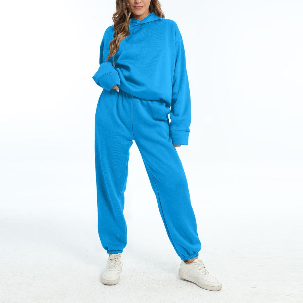 Женские комплекты из двух предметов, толстовки с длинными рукавами, пуловер, толстовка, спортивные штаны, повседневный спортивный костюм для тренировок