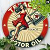 Винтажная металлическая настенная вывеска Texaco 8x8 дюймов Ретро жестяное искусство Прочная для помещений и улицы Декор для дома, бара, кафе