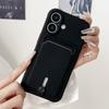 Кошелек-чехол с держателем для карт Push Card Bag Slot Holder для iPhone 16 15 14 Plus 11 12 13 Pro Max 16E Роскошный Мягкий Матовый Силиконовый Ударопрочный Чехол
