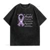 Женская футболка I Wear Purple For My Best Friend Pancreatic Cancer Awareness Черная 2XL Винтажная стирка Уличный стиль Дышащая