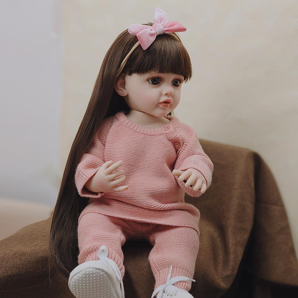 55 см мягкая силиконовая виниловая игрушка для всего тела, кукла Reborn для маленьких девочек, Бетти, реалистичный парик для новорожденного, подарки для детей, игрушки