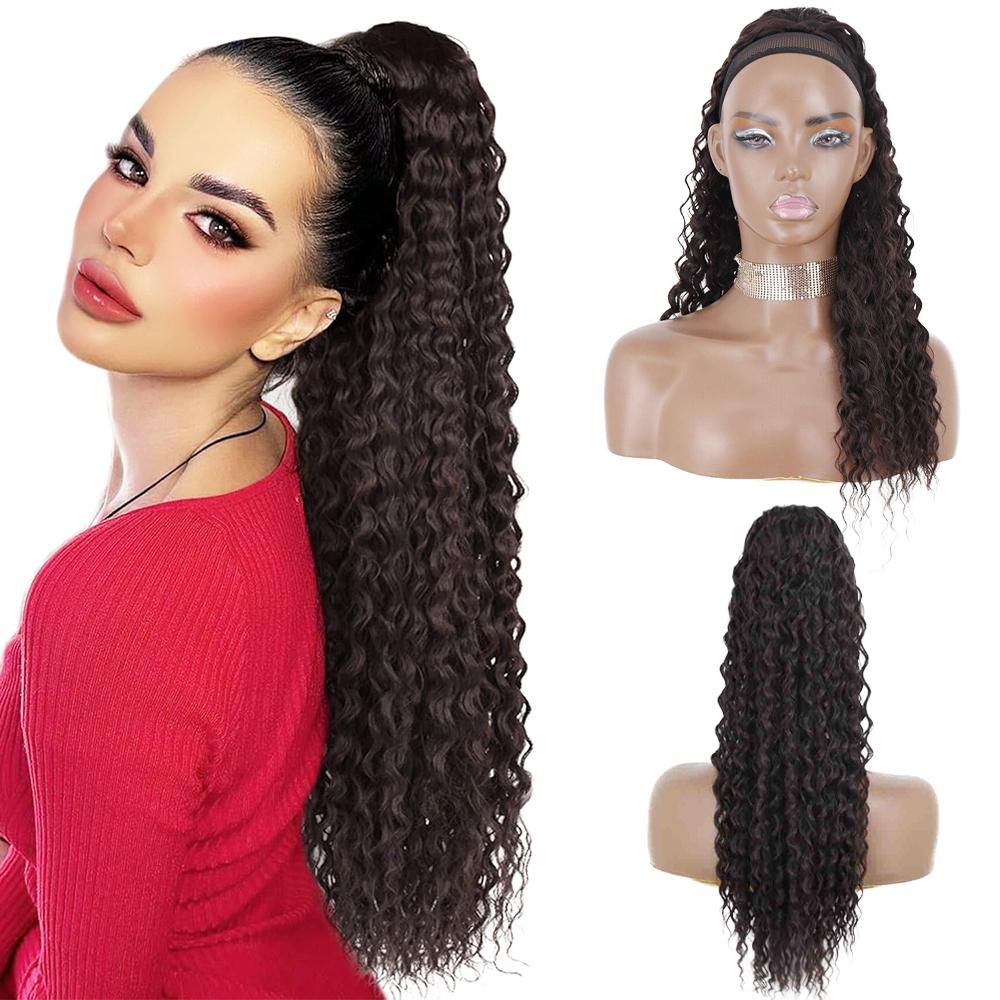 MERISIHAIR Женские длинные кудрявые вьющиеся волосы в виде конского хвоста, синтетический парик с завязками на заколках, обертывание вокруг конского хвоста