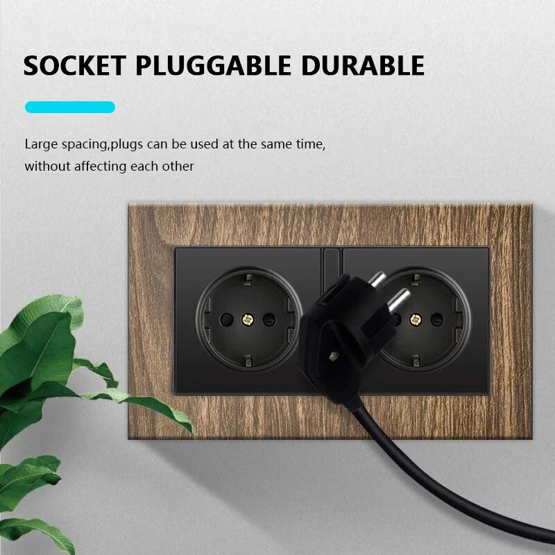 Настенный выключатель с рисунком под дерево, 18 Вт, быстрая настенная розетка типа C 220 В, европейская электрическая розетка EU FR с зарядным устройством USB