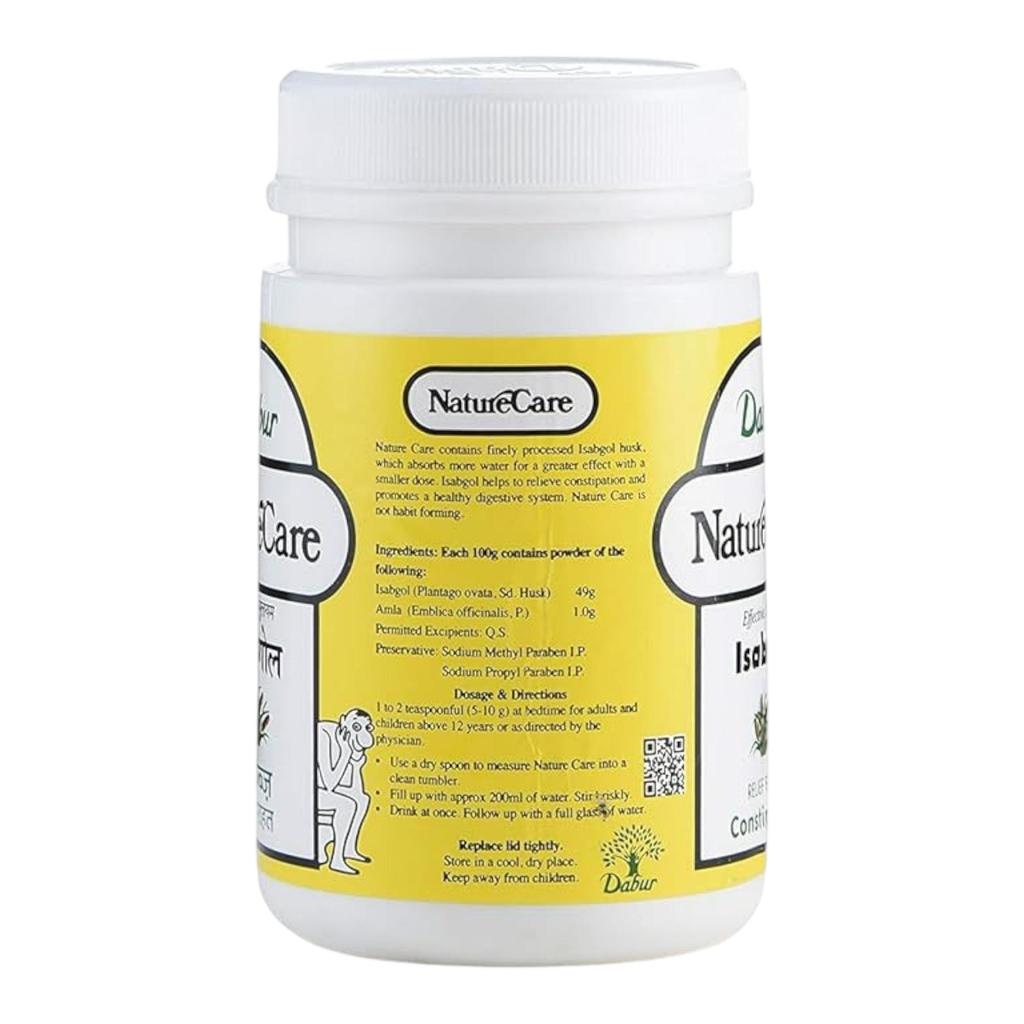 Dabur Nature Care Исабгол 100 г Органический порошок шелухи подорожника Упаковка из 1 шт. для естественного облегчения запоров и здоровья пищеварения