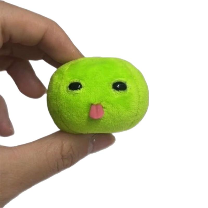 Cute Green Plush Keychain Creative Fruit Pendant Backpack Charm Funny Doll Keyring Gift for Friends