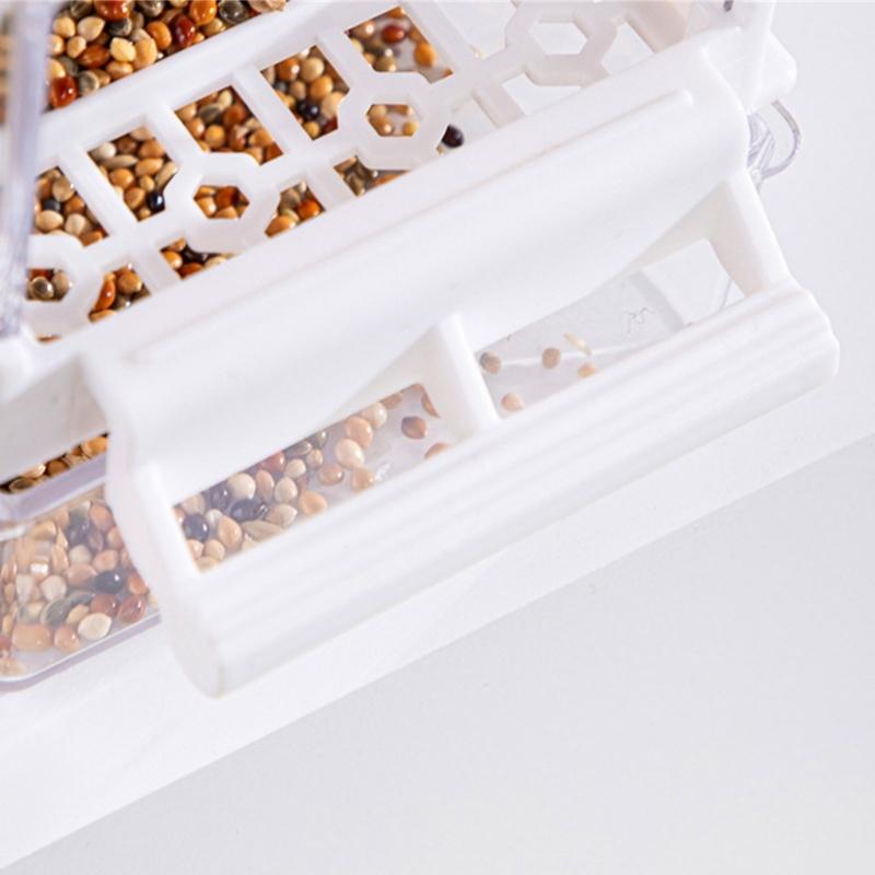 Automatic Bird Food Dispenser Container Hanging Parrots Feeder for Parakeets and Small Bird with Transparent Design