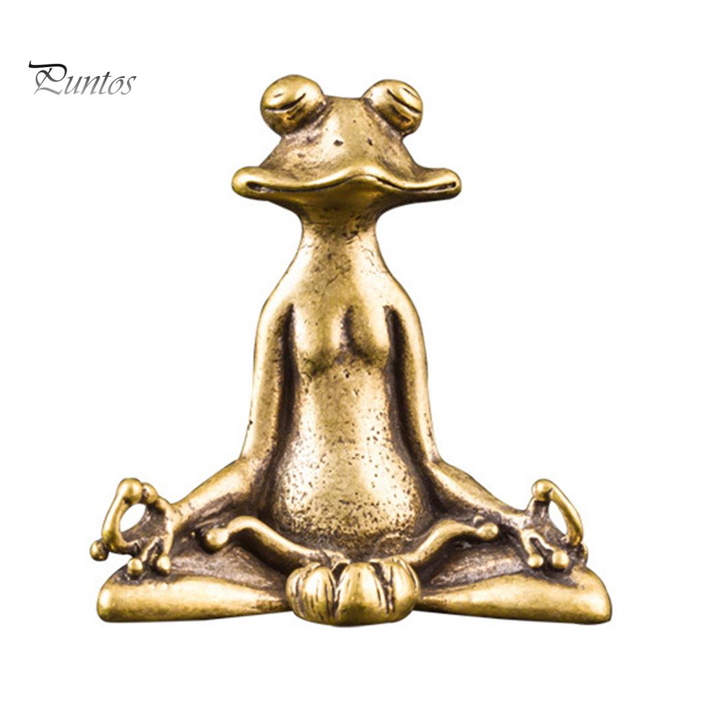 Puntos винтажная латунная сидящая статуя дзен-лягушки скульптура держатель для благовоний настольный орнамент