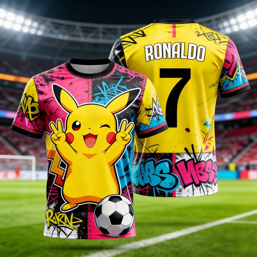 New JUL Marseille Rap Printed Jersey Hip Hop Football T-shirt Training Unisex Children's 3D Pink