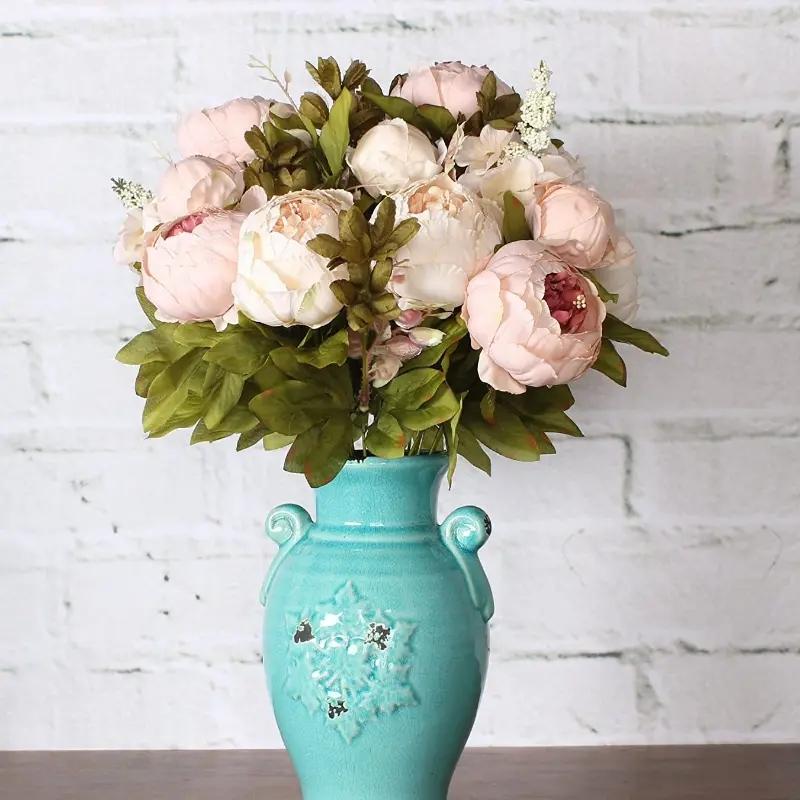 1pc,Realistic Peony Silk Flowers Champaign Color for Home Decor AndWeddings-DIY Craft and Bridal Bouquet - Indoor and Outdoor