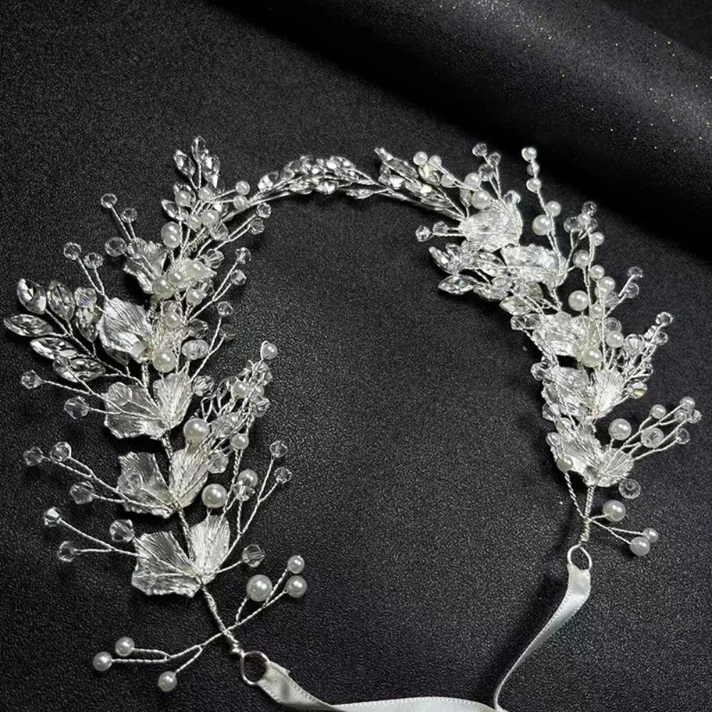 Zinc Zinc Alloy Leaf Bridal Headband Handmade Bridal Tiara Hair Vine Retro Women Hair Jewelry  Bridal Party
